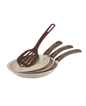 CJ. FRIGIDEIRAS FRANCESAS 18 A 22 C/ ESPÁTULA - CREMA CJ. FRIGIDEIRAS FRANCESAS 18 A 22 C/ ESPÁTULA - CREMA